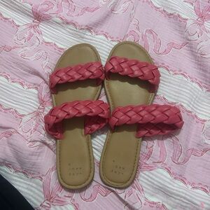 A New Day Red Braided Sandals Slip-On Style